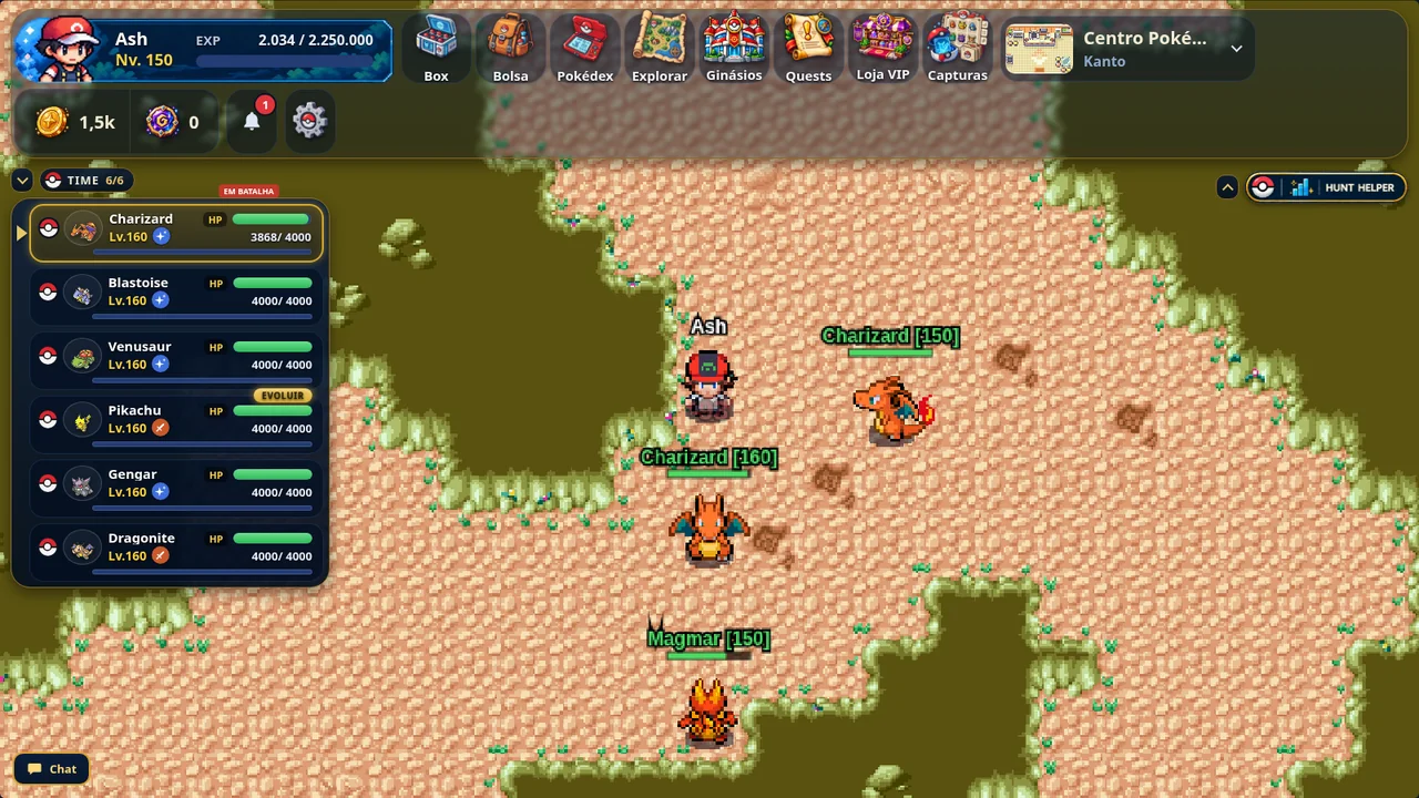 Entrenador y Charizard enfrentan una horda de Charizard y Magmar en el Cráter Flameante